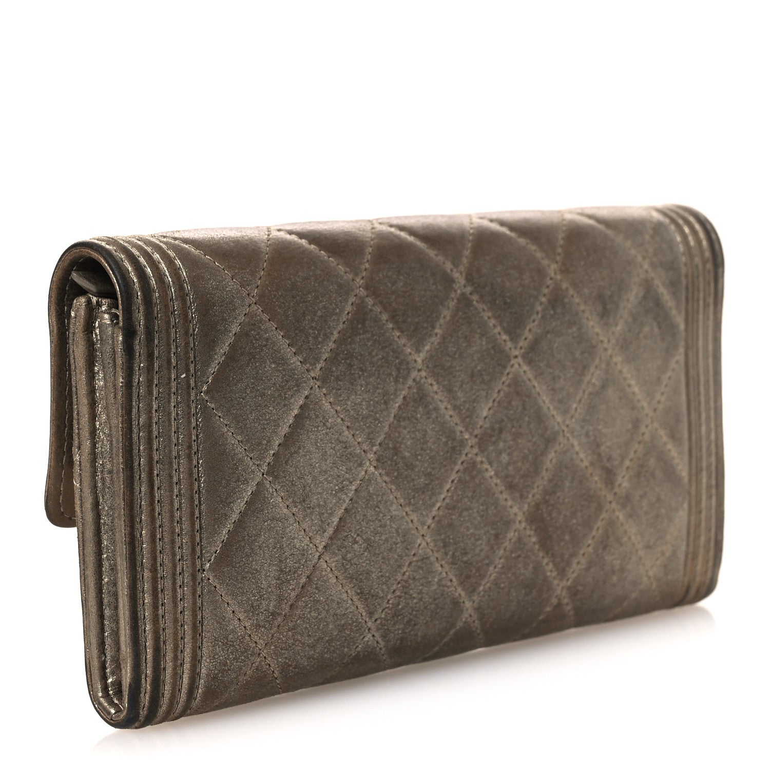 Chanel Iridescent Calfskin Quilted Boy Flap Wallet Dark Gold 3 of 14