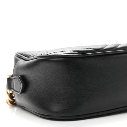 Gucci Calfskin Matelasse Small GG Marmont Chain Shoulder Bag Black 8 of 9