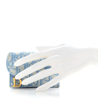 Christian Dior Oblique Saddle Card Holder Cornflower Blue 2 of 14
