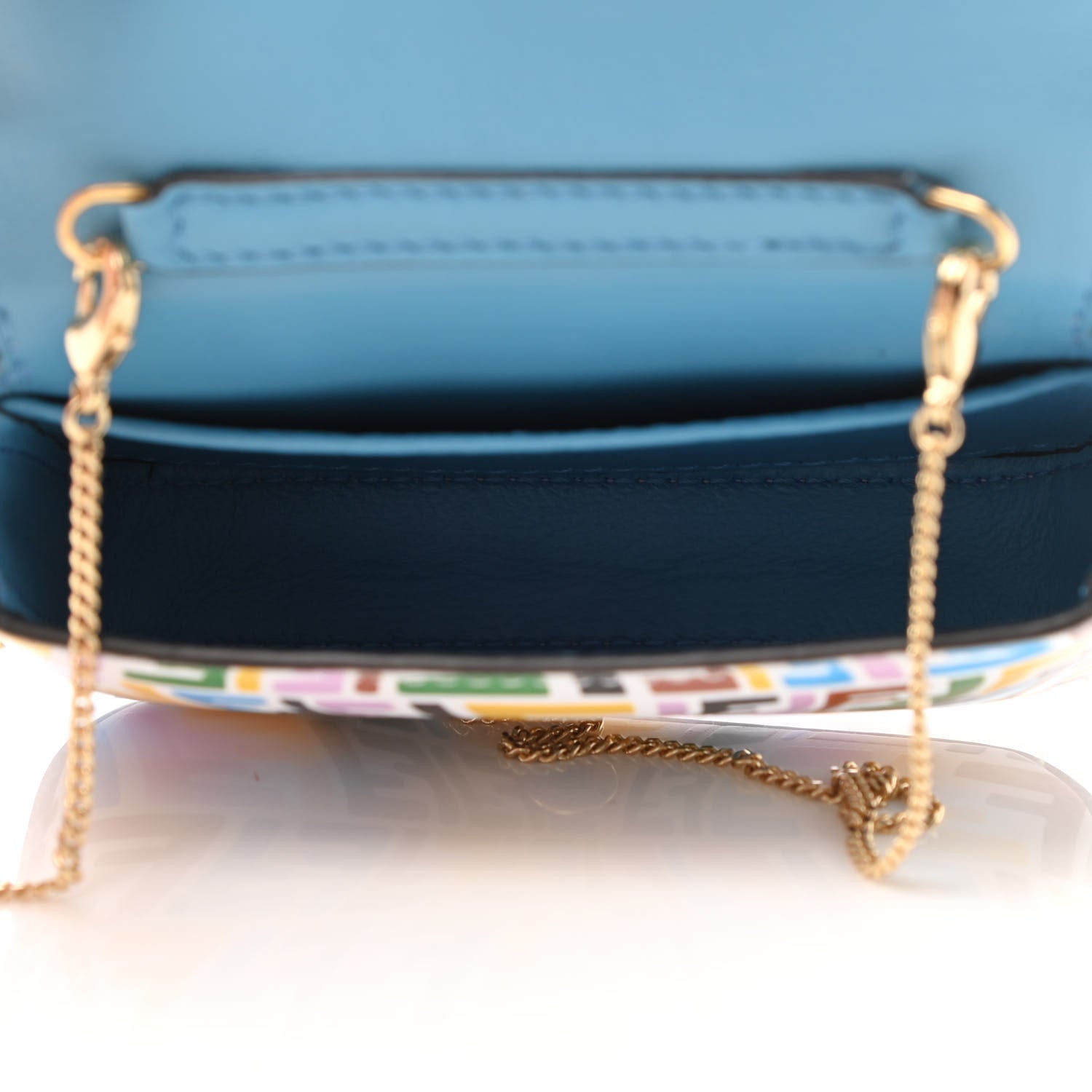 Fendi X SARAH COLEMAN Vitello Liberty Ceylon Micro FF Fish Eye Embossed Nano Baguette Charm Multicolor Cyber Blue 5 of 7