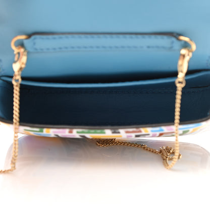 Fendi X SARAH COLEMAN Vitello Liberty Ceylon Micro FF Fish Eye Embossed Nano Baguette Charm Multicolor Cyber Blue 5 of 7