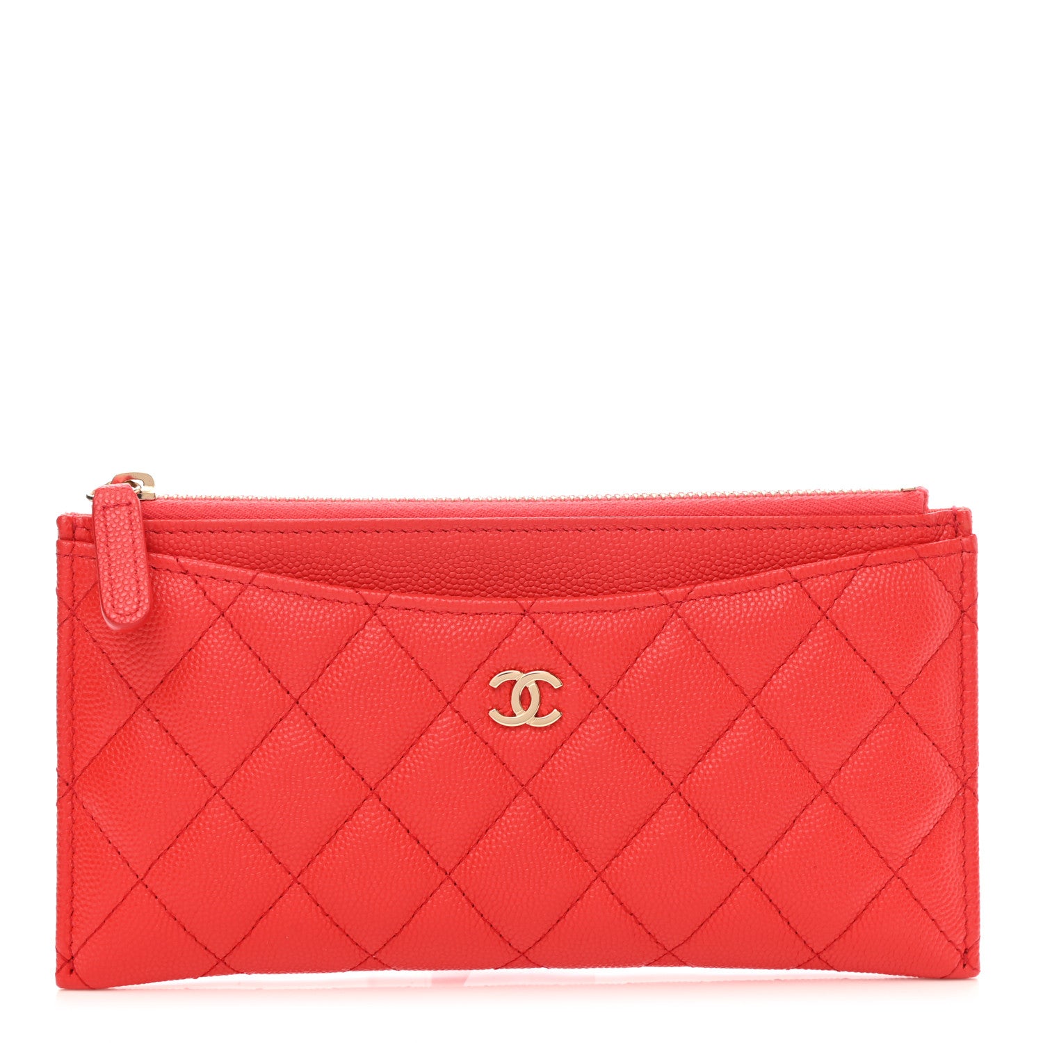 Chanel Caviar Quilted Classic Zip Pouch Red 1 of 9