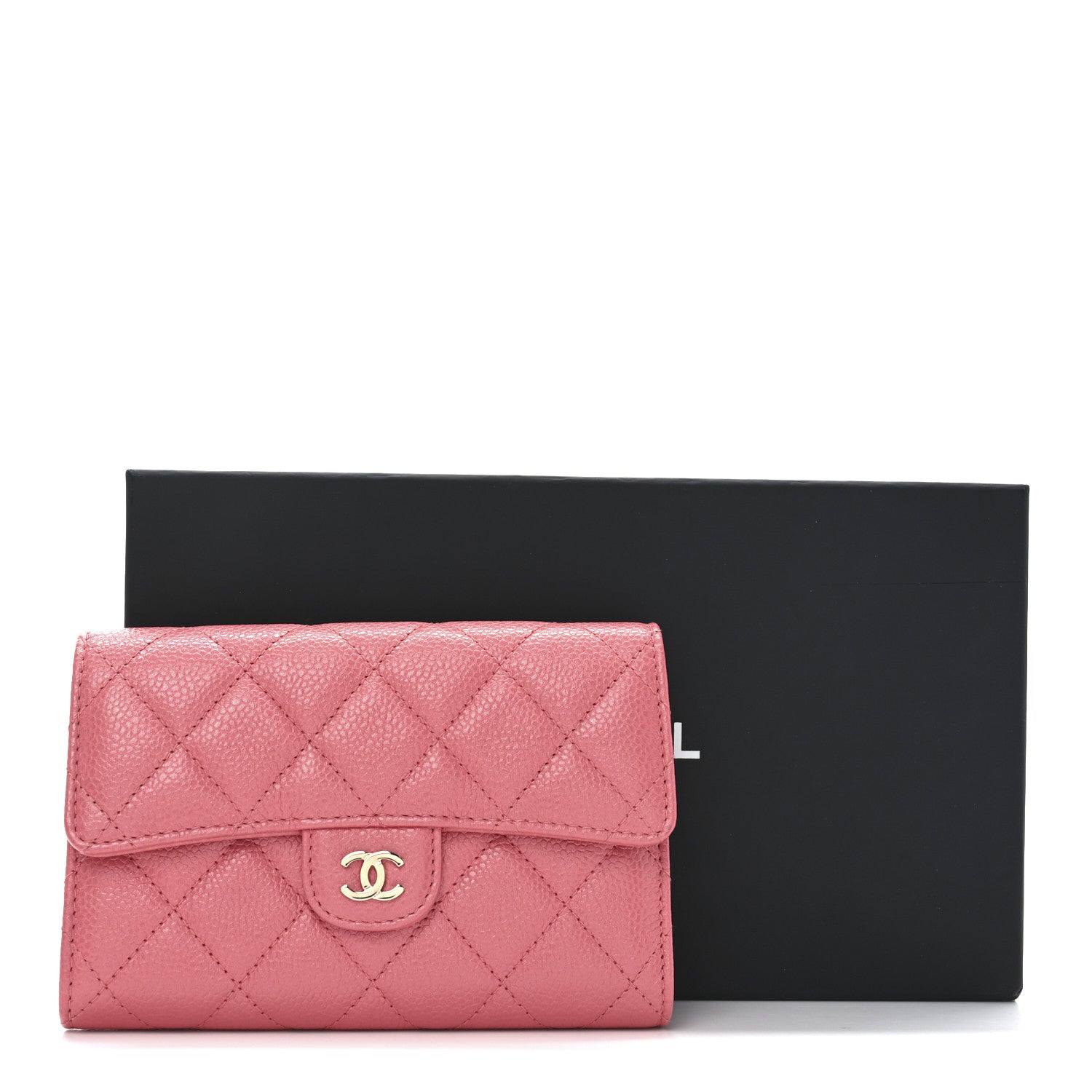 Chanel Metallic Caviar Quilted Medium Flap Wallet Pink 9 of 9