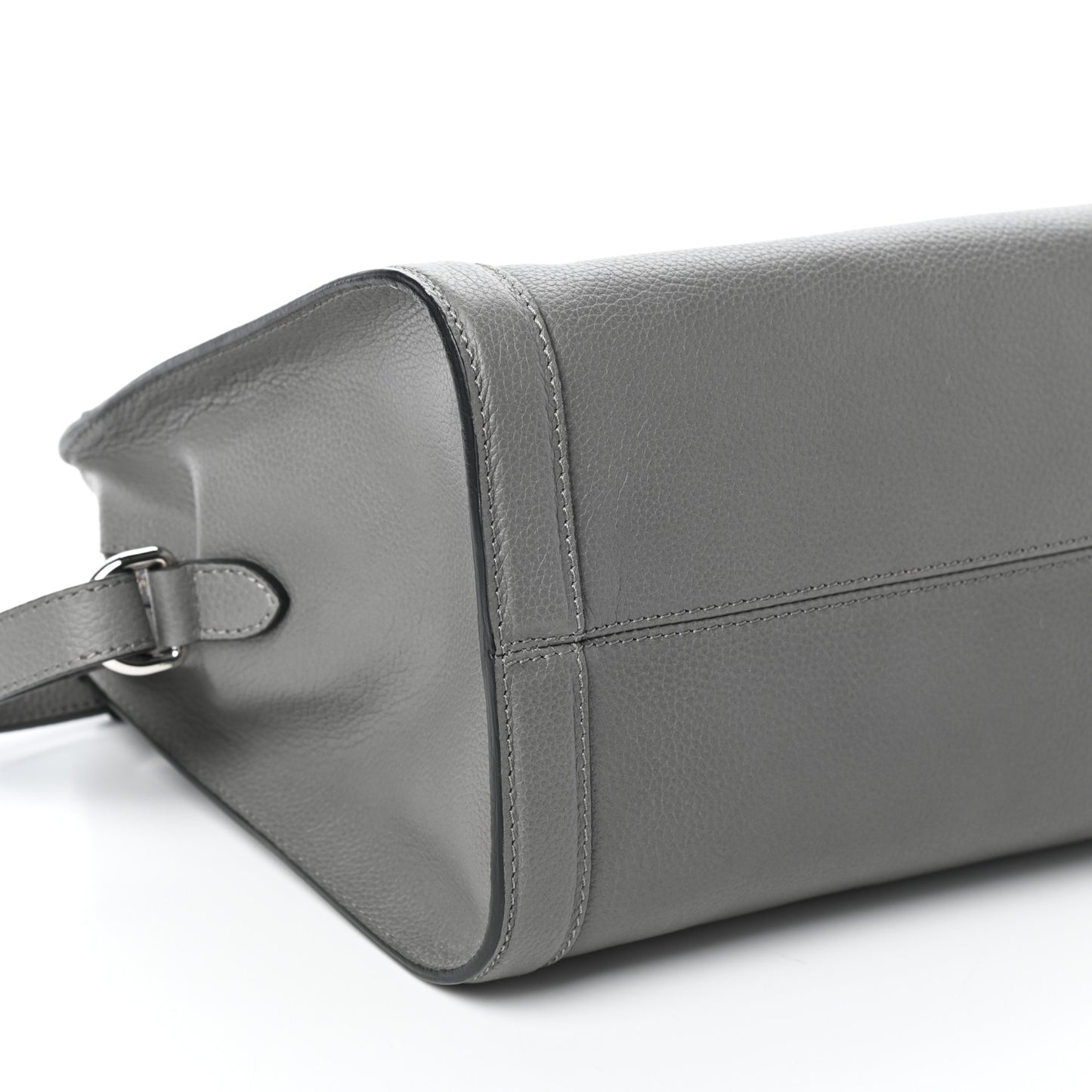 Pebbled Calfskin Small Skull Padlock Zip Around Tote Dark Grey