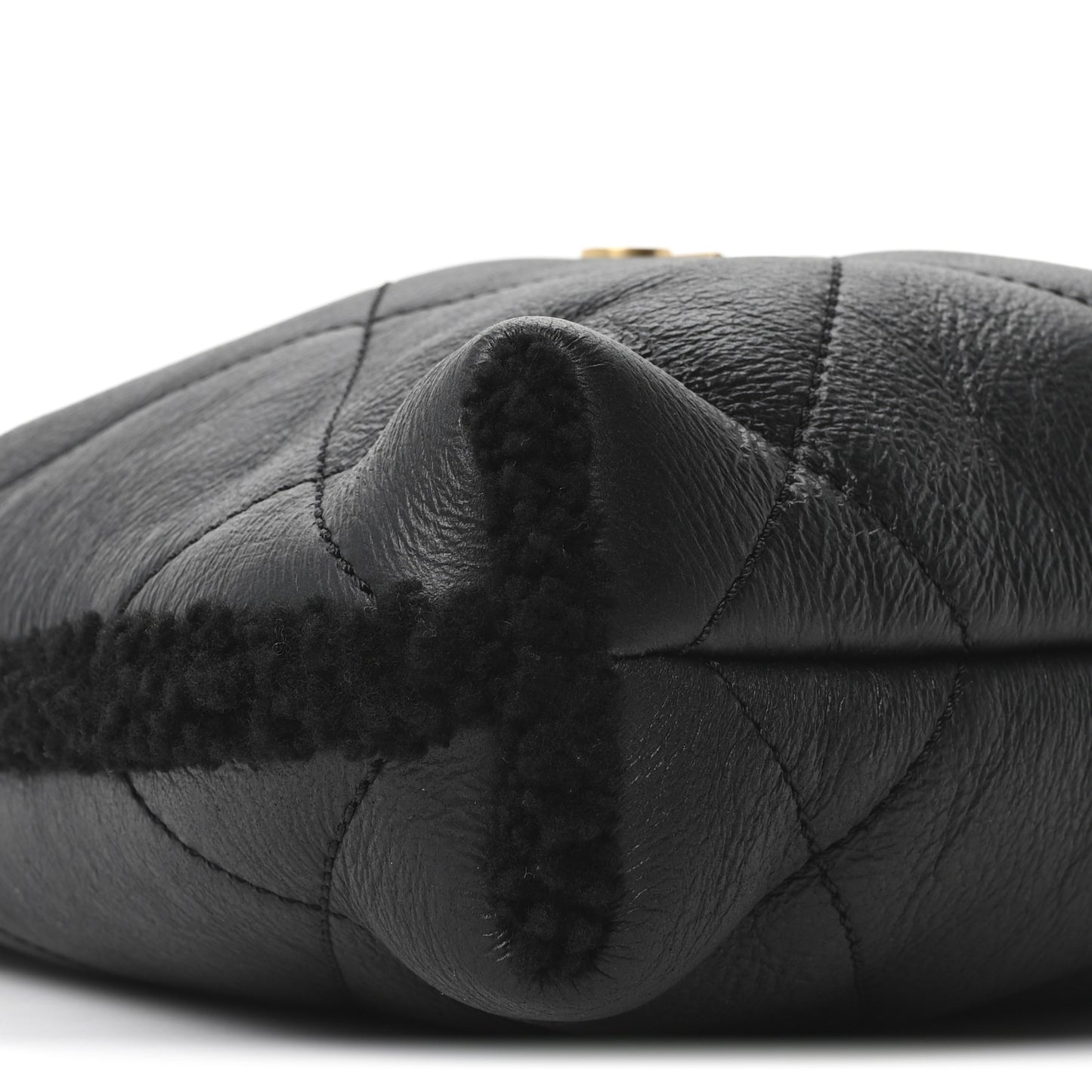 Aged Lambskin Shearling Quilted Small Chanel 22 Black