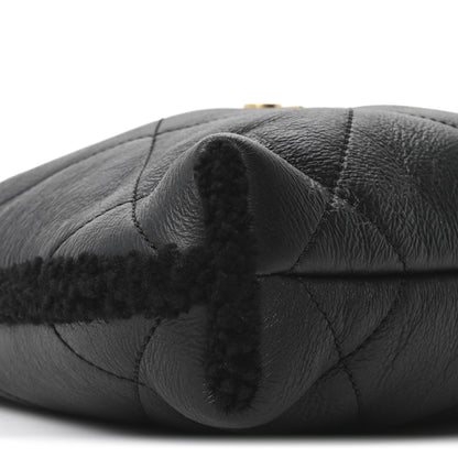 Chanel Aged Lambskin Shearling Quilted Small Chanel 22 Black 10 of 11