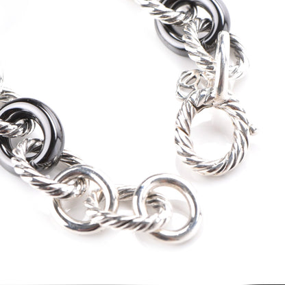 David Yurman Sterling Silver Ceramic 13mm Large Oval Link Bracelet Black 4 of 5