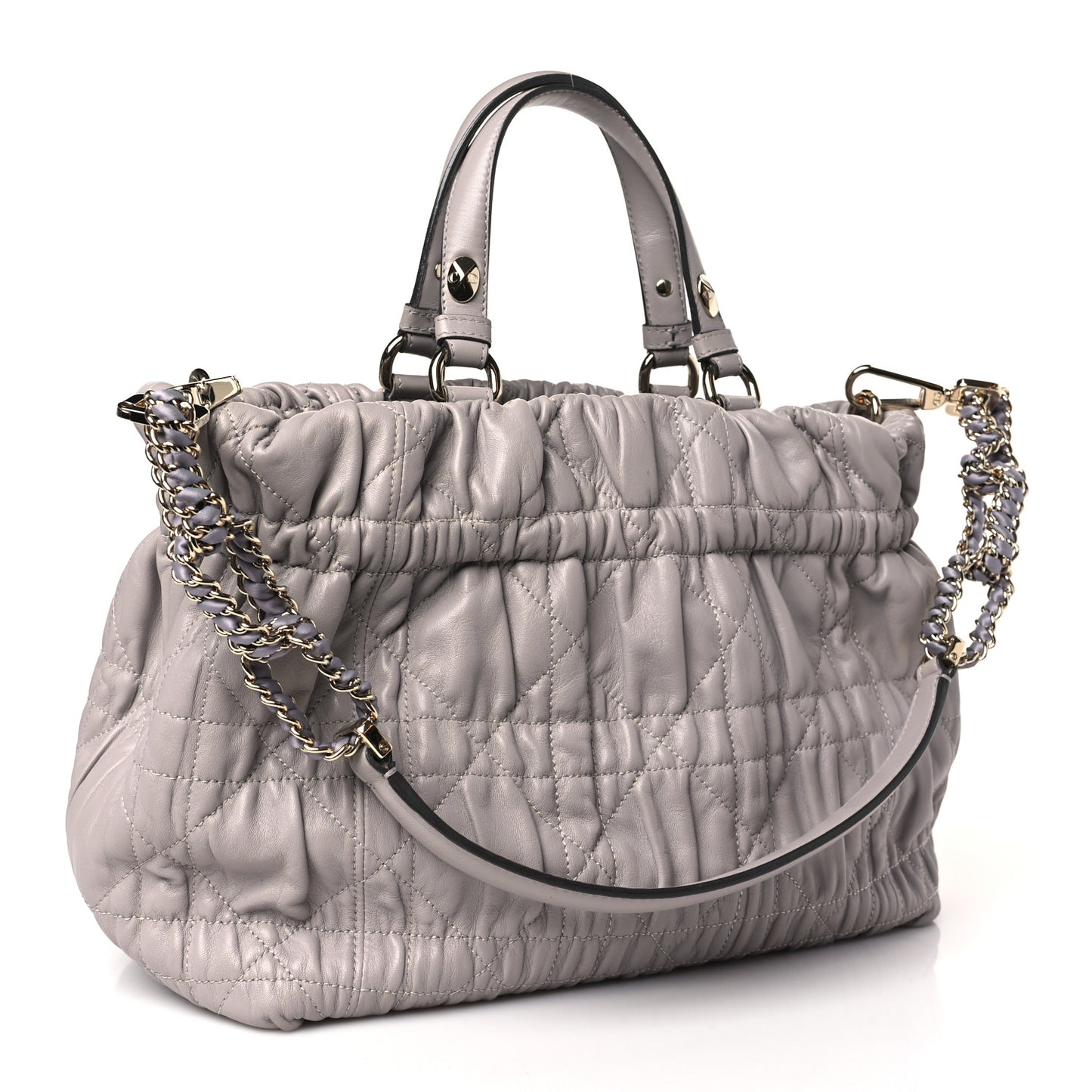 Gaufre Lambskin Cannage Delices Tote Grey