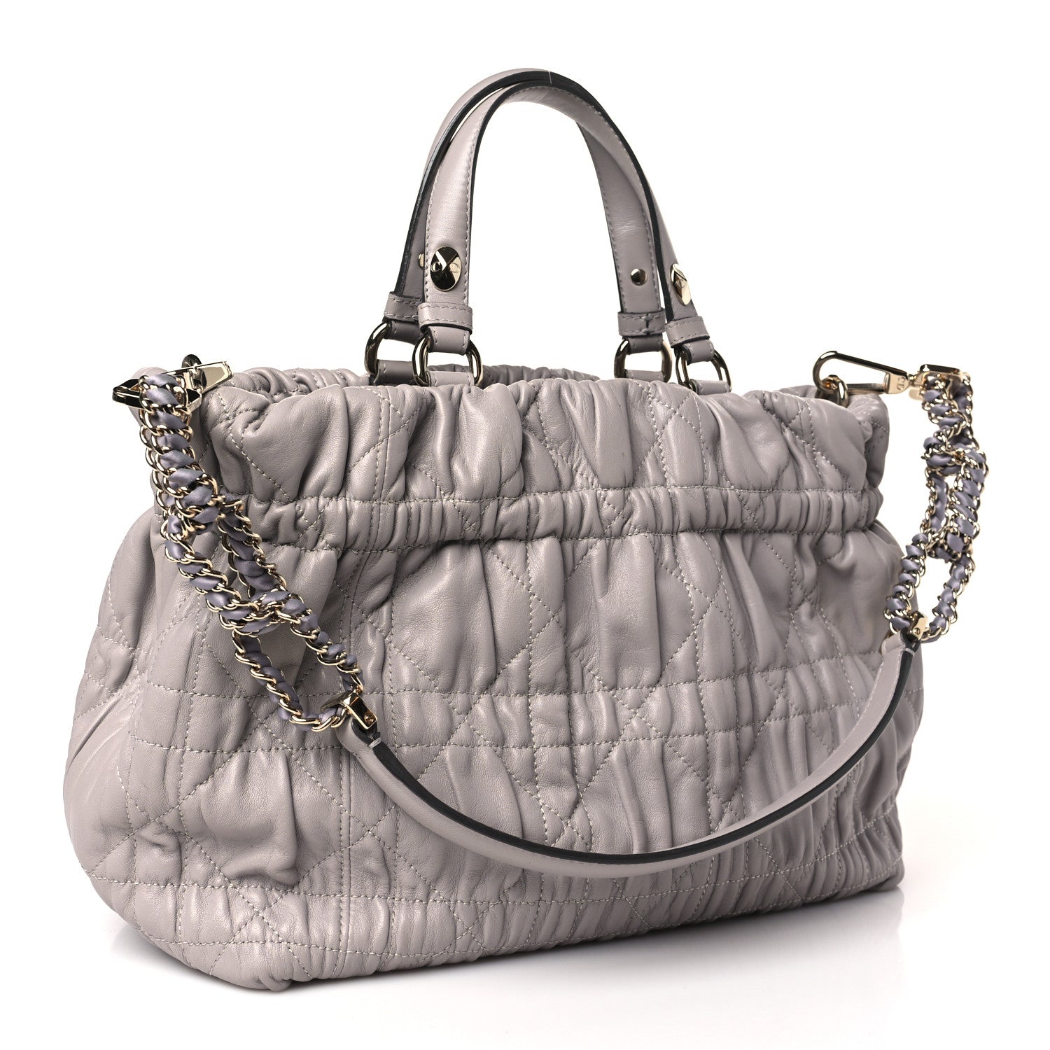 Christian Dior Gaufre Lambskin Cannage Delices Tote Grey 3 of 10