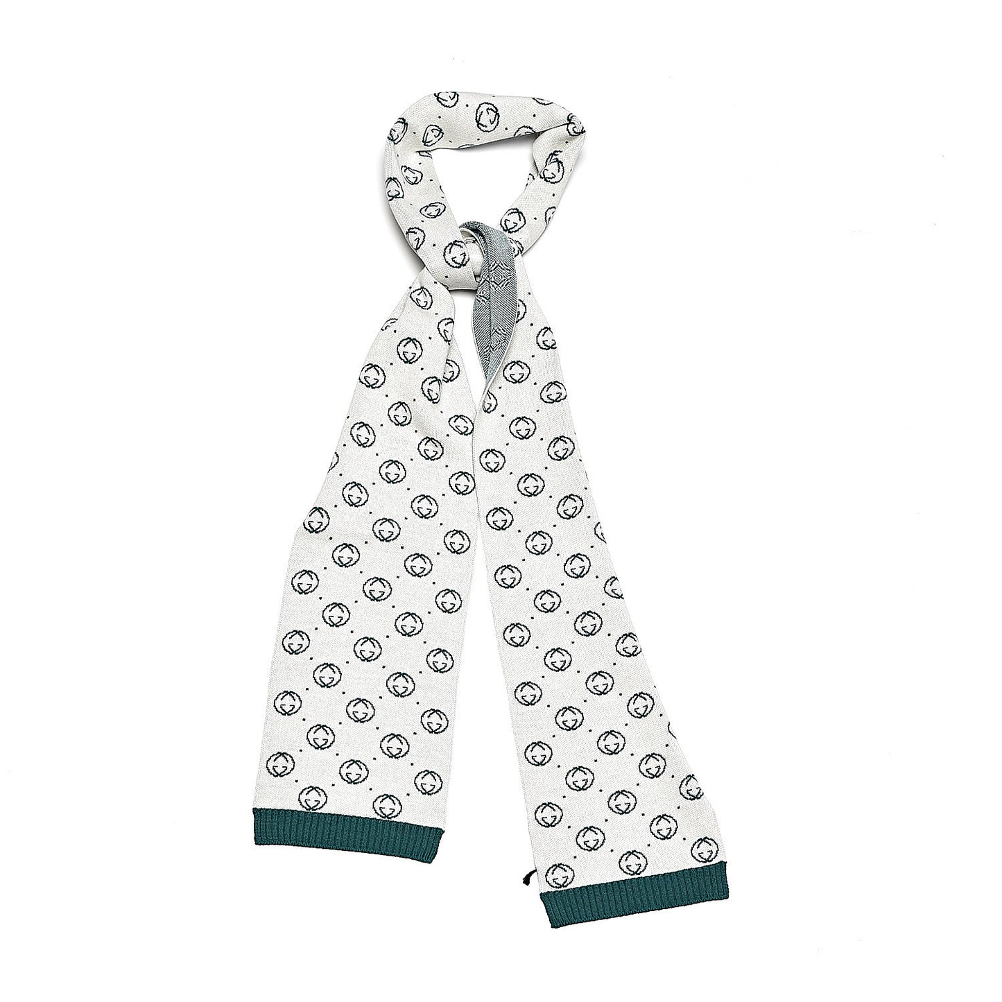 X DAPPER DAN Wool Tricot Micro Interlocking G Gigang Scarf Ivory Dark Green