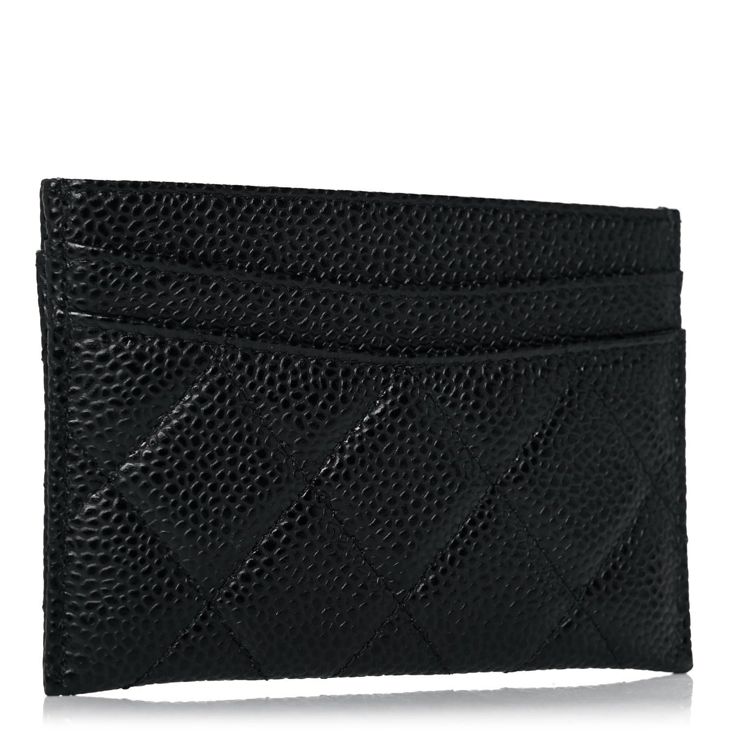 Caviar Quilted Card Holder Black