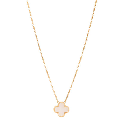 Van Cleef & Arpels 18K Yellow Gold Mother of Pearl Vintage Alhambra Pendant Necklace 1 of 5