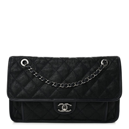 Chanel Caviar Quilted Large French Riviera Flap Navy Blue 1 of 16