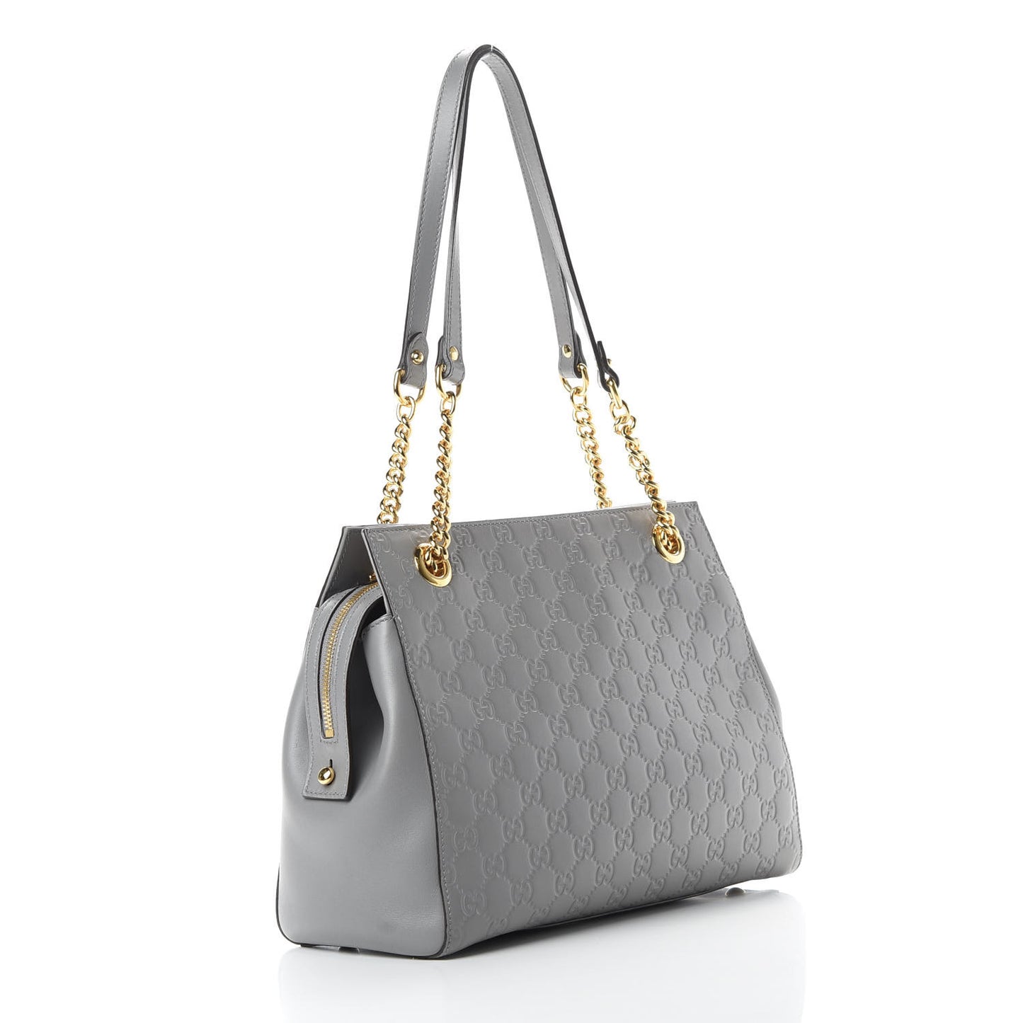 Soft Guccissima Signature Medium Shoulder Tote Bag Deep Grey