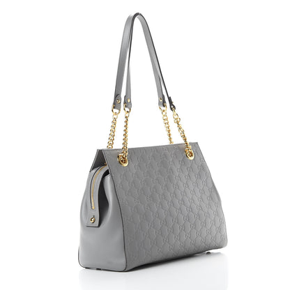 Gucci Soft Guccissima Signature Medium Shoulder Tote Bag Deep Grey 3 of 14