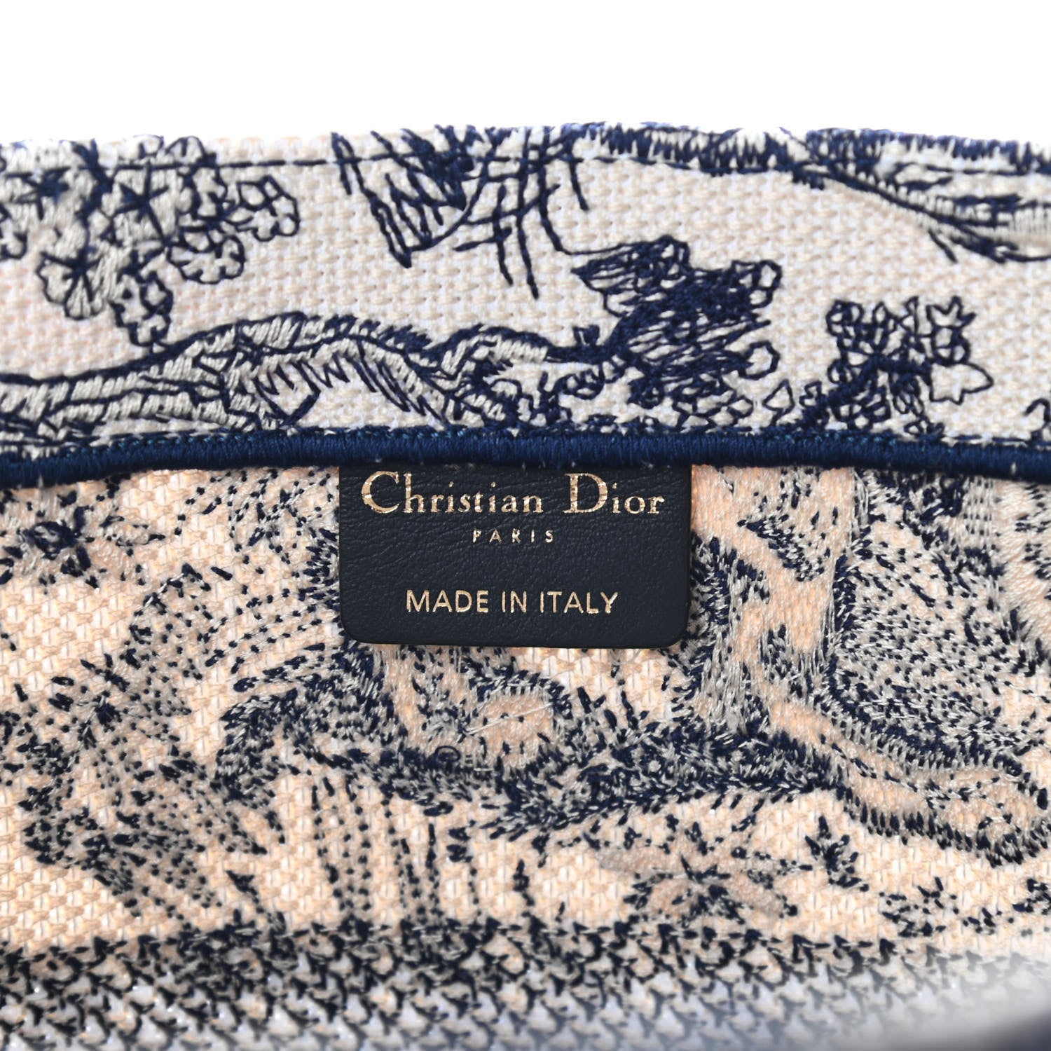 Christian Dior Canvas Embroidered Toile De Jouy Medium Book Tote Blue 6 of 9