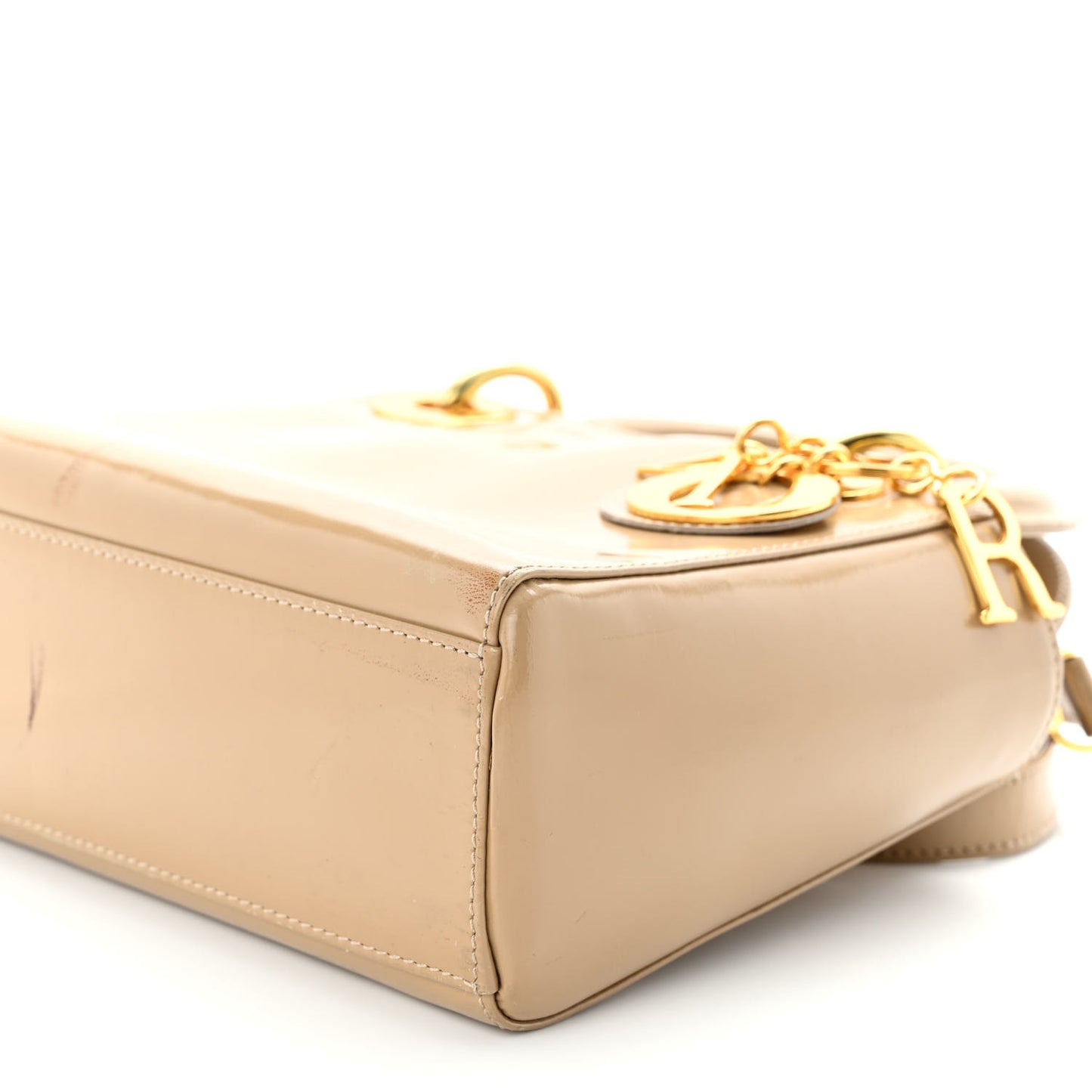 Patent Mini Lady Dior Beige