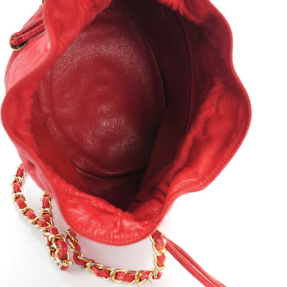 Chanel Lambskin Drawstring Pouch Bag Red 5 of 10