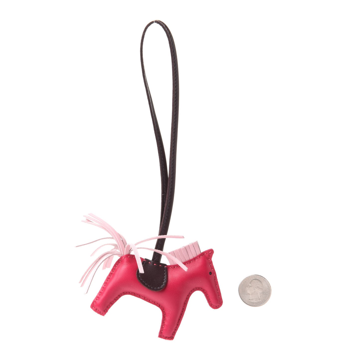 Milo Lambskin Grigri Rodeo Horse Bag Charm PM Rose Sakura Framboise Rouge Sellier