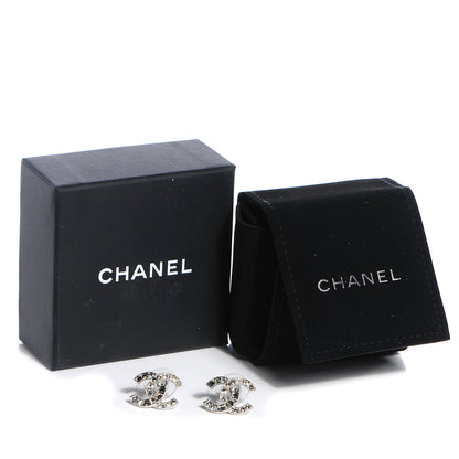 Chanel Crystal Baguette CC Earrings Grey 5 of 5
