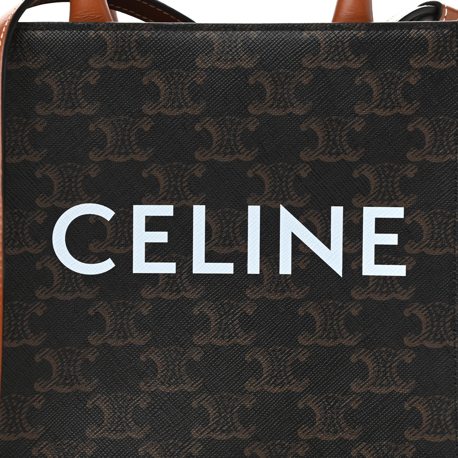Celine Triomphe Canvas Calfskin Mini Vertical Cabas Tan 8 of 10