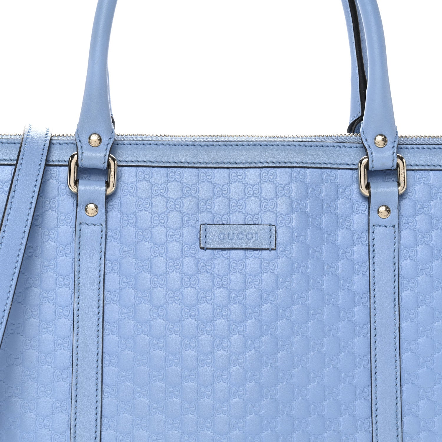 Gucci Soft Microguccissima Small Zippered Satchel Light Blue