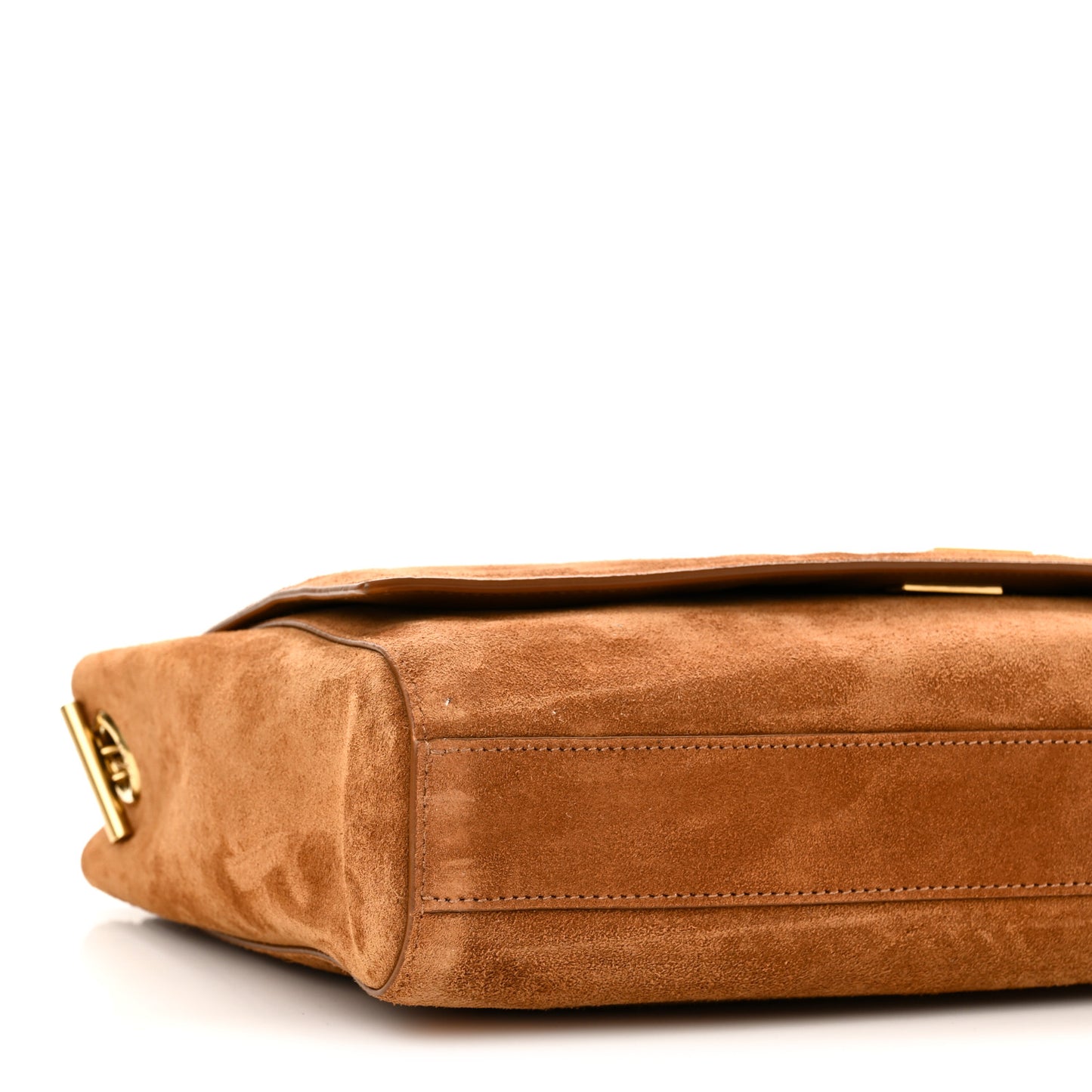 Smooth Calfskin Suede Medium Reversible Monogram Kate Satchel Light Ochre