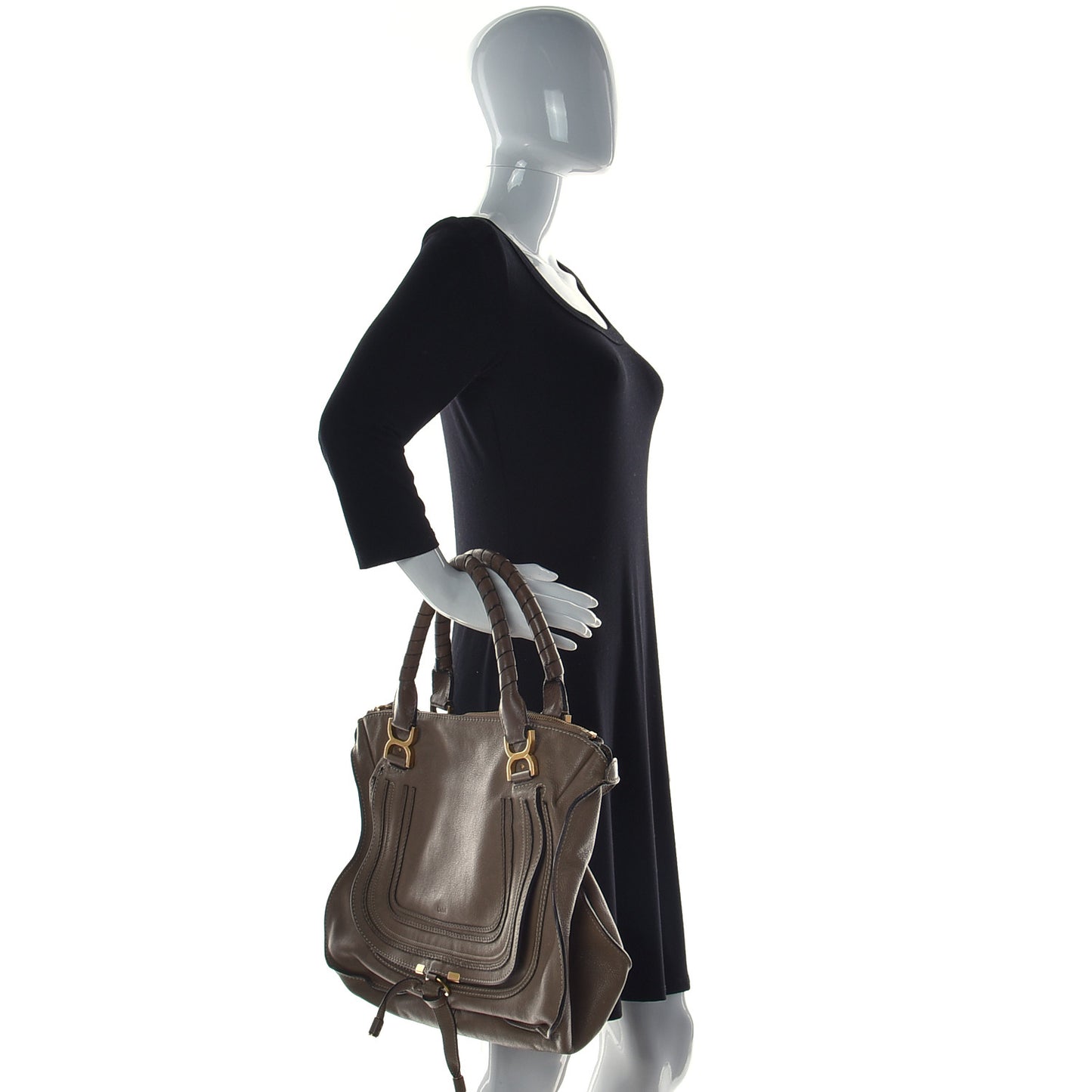 Calfskin Large Marcie Satchel Nut