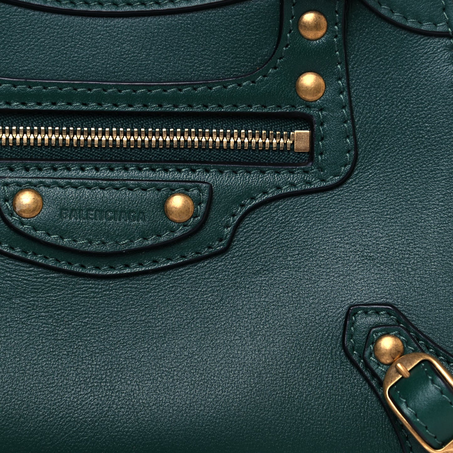 Smooth Calfskin Neo Classic Gold Hardware Mini City Forest Green