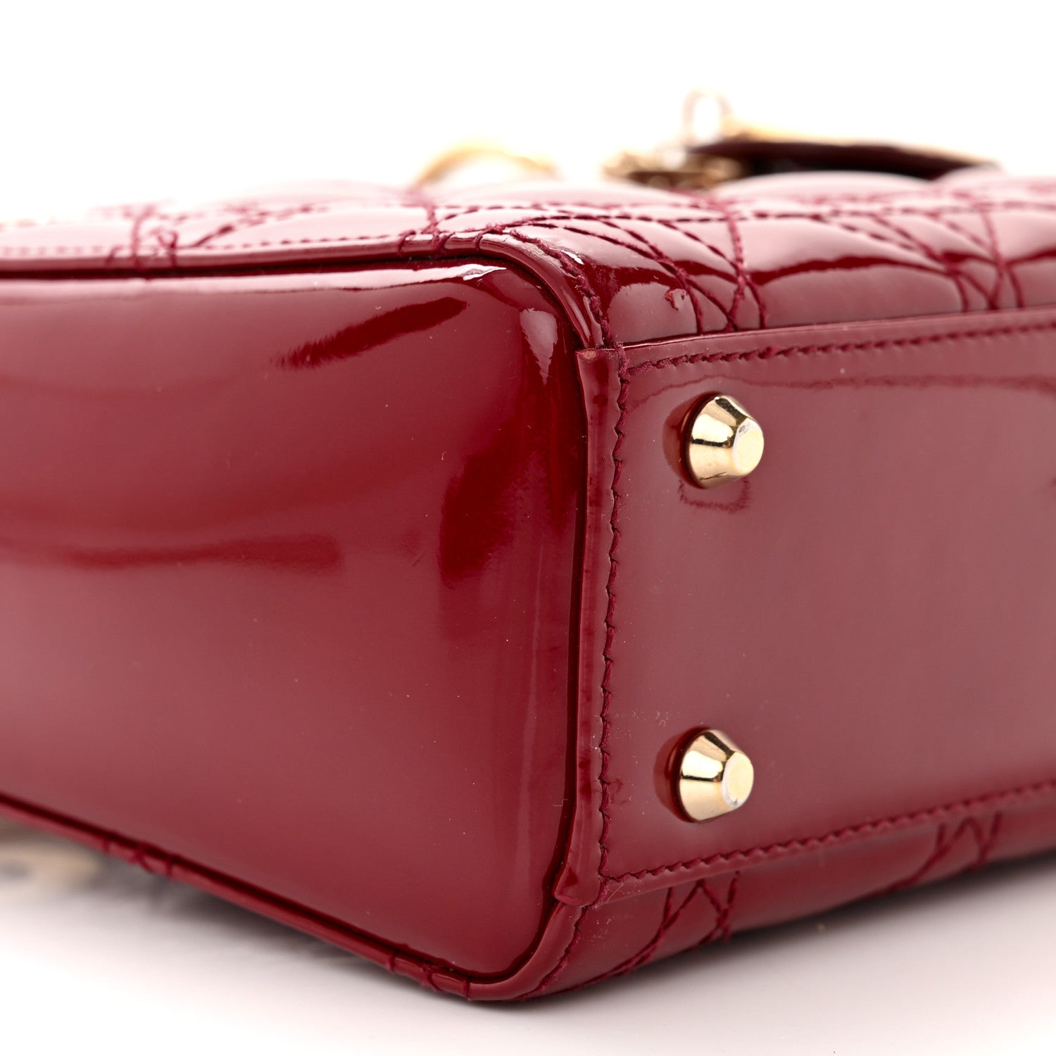 Christian Dior Patent Cannage Mini Lady Dior Red 9 of 12