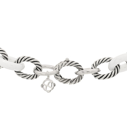 David Yurman Sterling Silver Ceramic 12mm Oval Link Necklace White 3 of 3