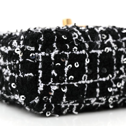 Chanel Tweed Quilted Mini Nano Kelly Shopper Black White 9 of 11