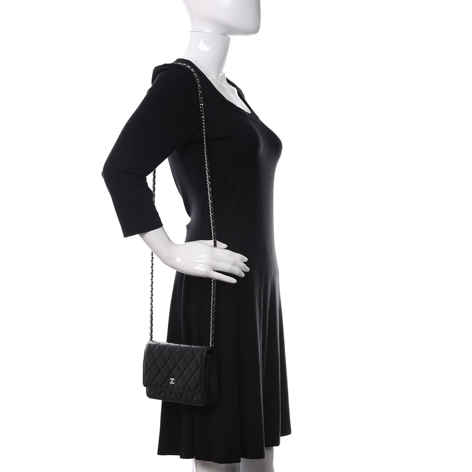 Chanel Lambskin Quilted Wallet On Chain WOC Black 2 of 14