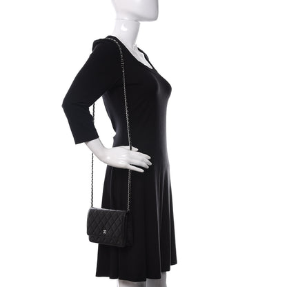 Chanel Lambskin Quilted Wallet On Chain WOC Black 2 of 14