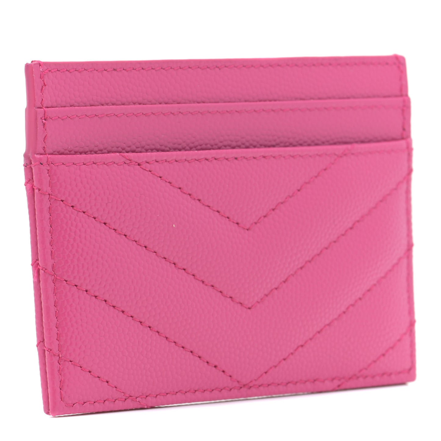 Grain De Poudre Matelasse Chevron Monogram Credit Card Case Fuxia