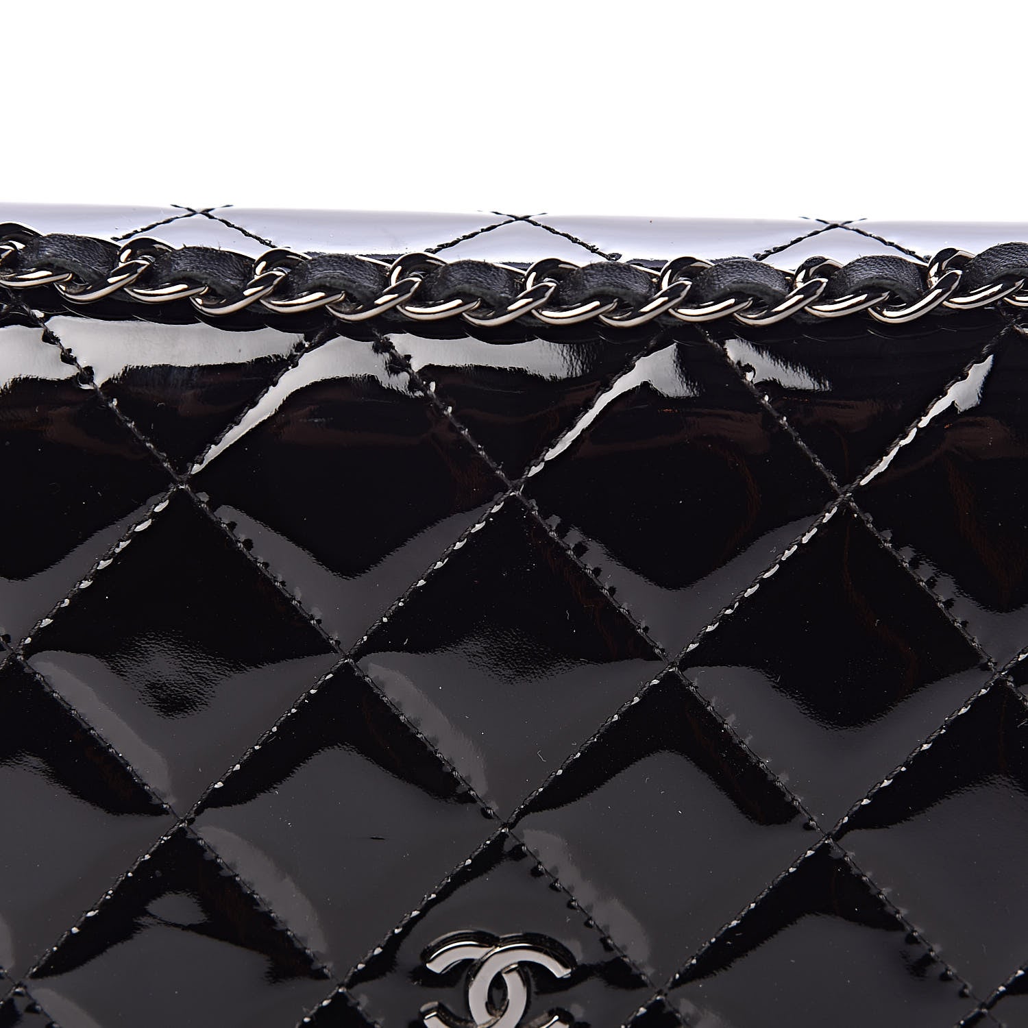 Chanel Patent Quilted Wallet On Chain WOC Black 9 of 11
