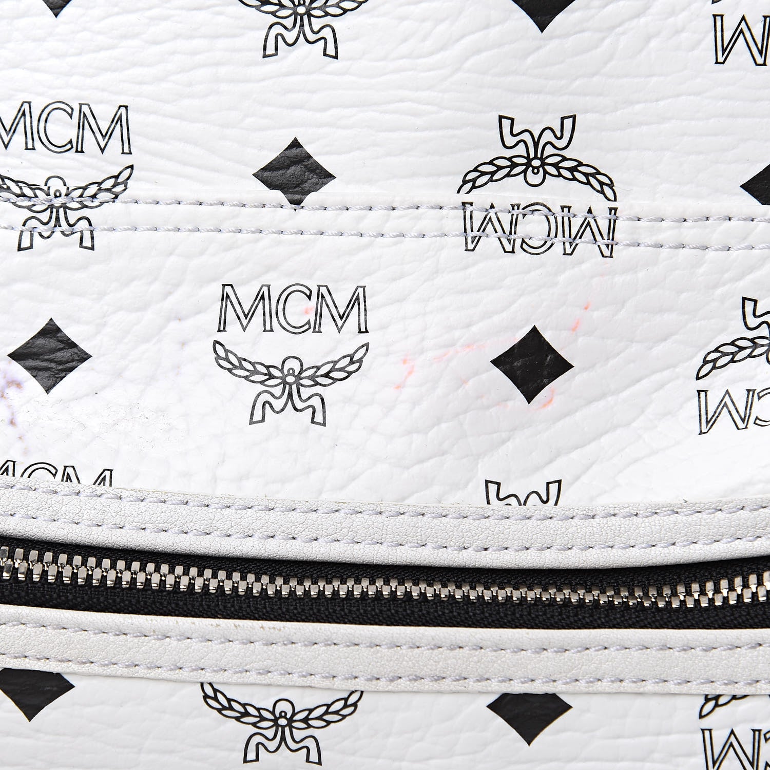 MCM Visetos Medium Stark Backpack White Red 17 of 21