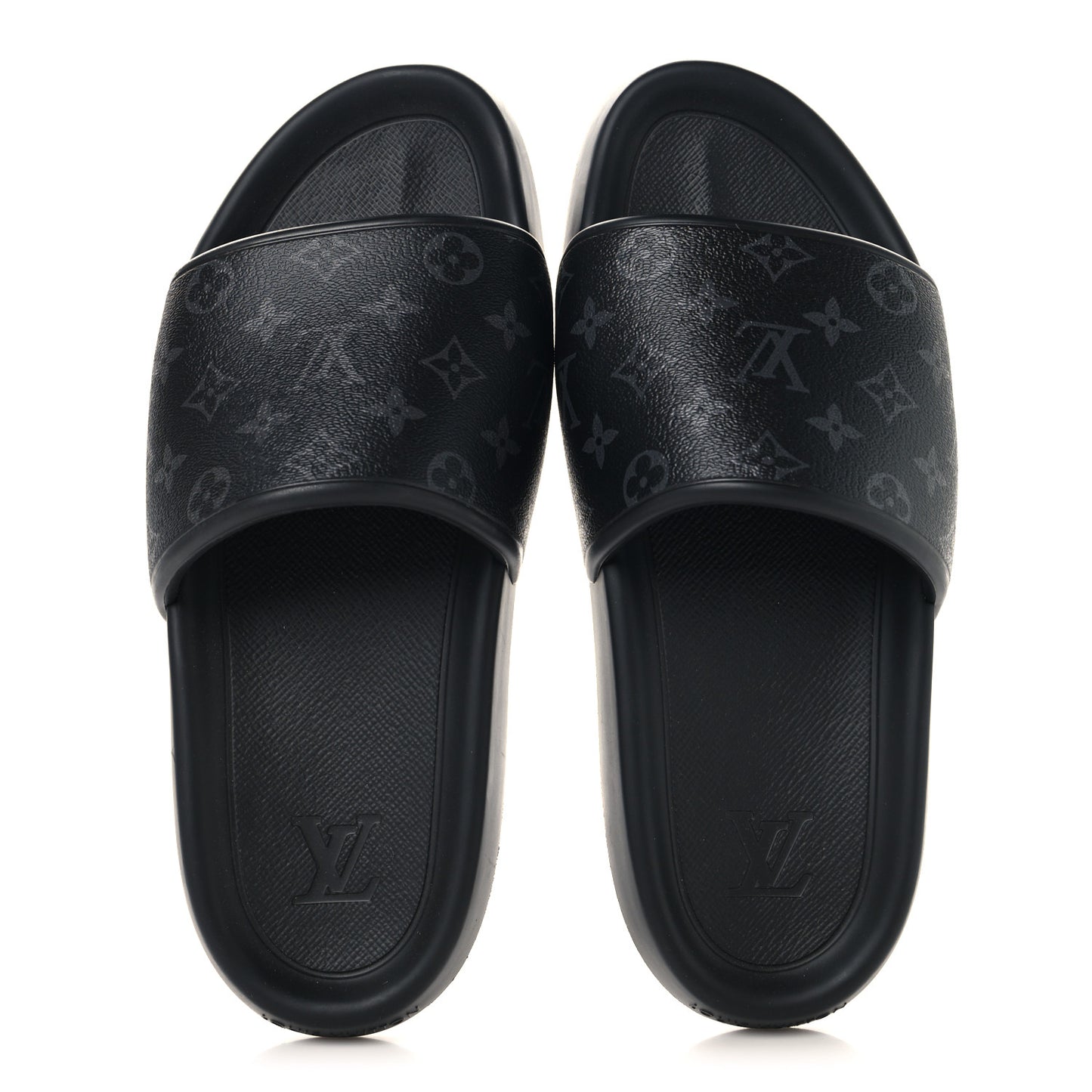 Rubber Monogram Eclipse Mens Waterfront Mules 12 Black
