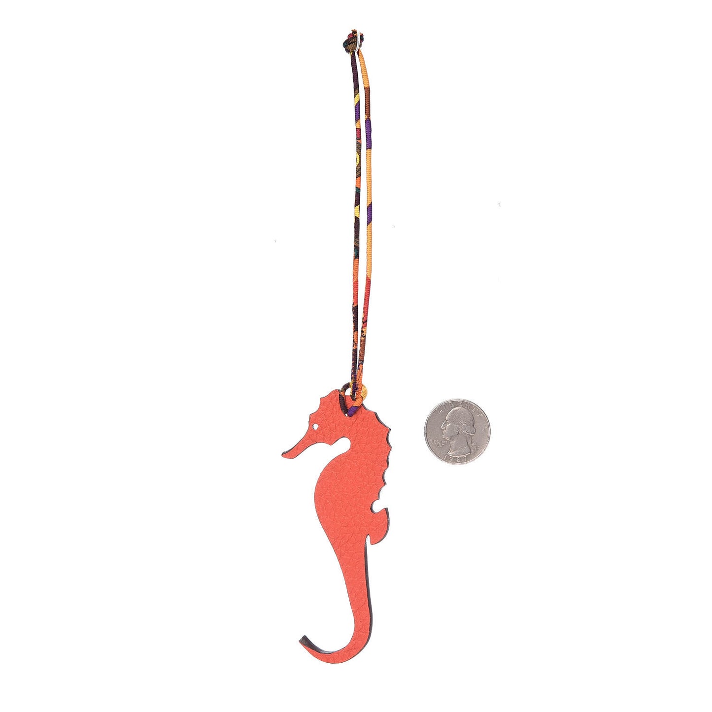 Togo Epsom Petit H Seahorse Bag Charm Capucine Blue Jean