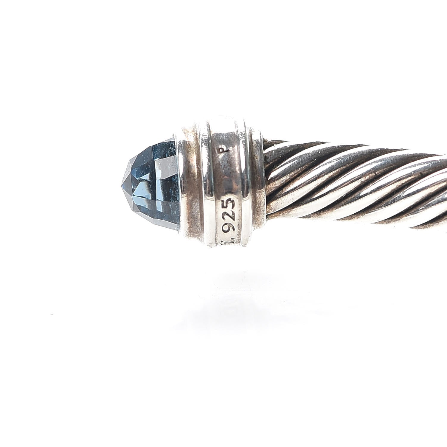 David Yurman Sterling Silver Diamond Hampton Blue Topaz 5mm Cable Classics Bracelet 4 of 6