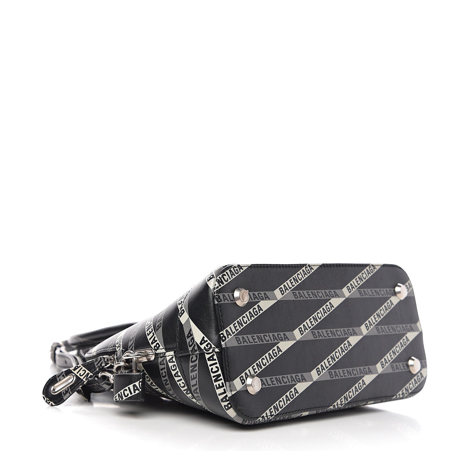 Balenciaga Calfskin Losange Monogram S Ville Top Handle Bag Black Grey 3 of 11