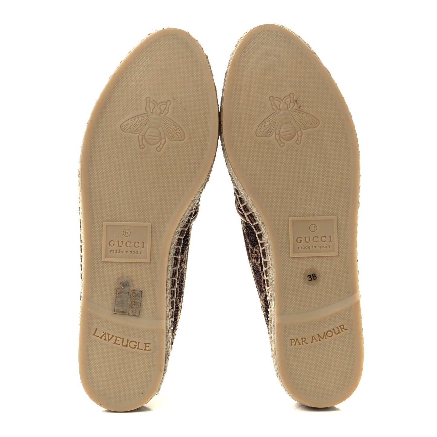 Lame Nappa GG Monogram Espadrilles 38 Brown Beige Light Bronze