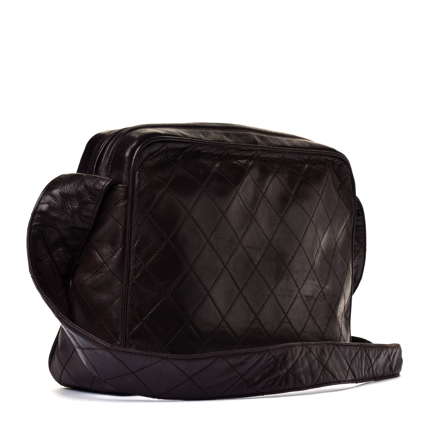 Lambskin Quilted Tassel Camera Bag Brown