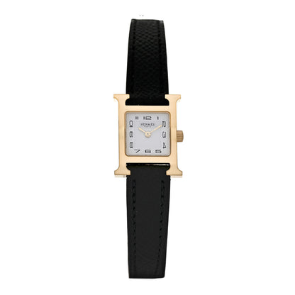 Hermes Stainless Steel Epsom 17.2mm Heure H Hour Quartz Watch Noir 1 of 5