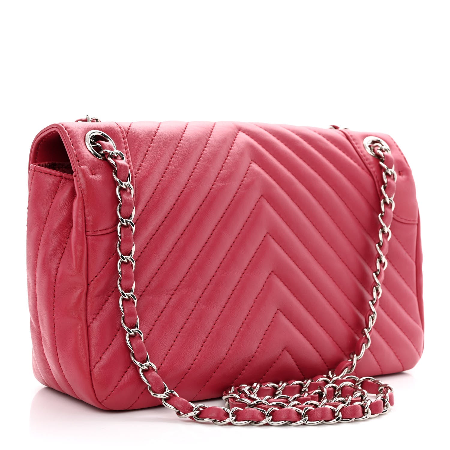 Chanel Lambskin Chevron Medium Single Flap Fuchsia 3 of 10