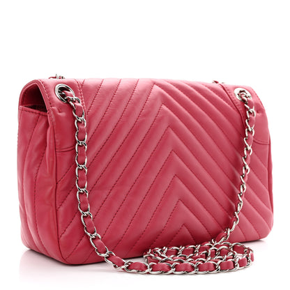 Chanel Lambskin Chevron Medium Single Flap Fuchsia 3 of 10