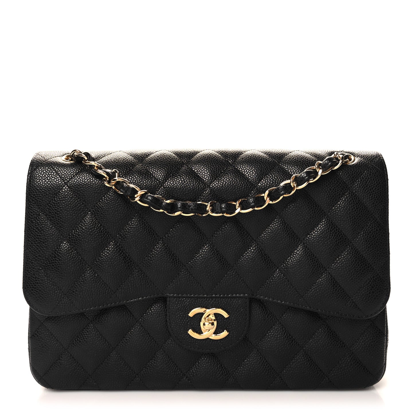 Caviar Quilted Jumbo Double Flap Black