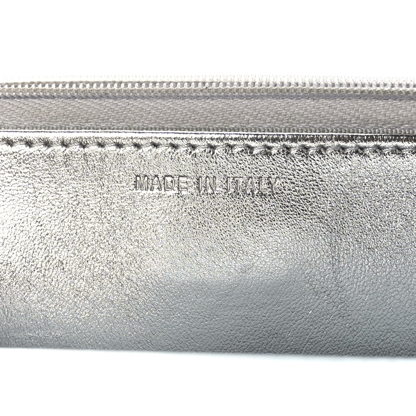 Gradient Metallic Calfskin Quilted Wallet On Chain WOC Silver Blue Yellow Purple