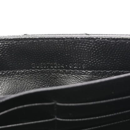 Saint Laurent Grain De Poudre Matelasse Chevron Monogram Flap Wallet Black 7 of 8