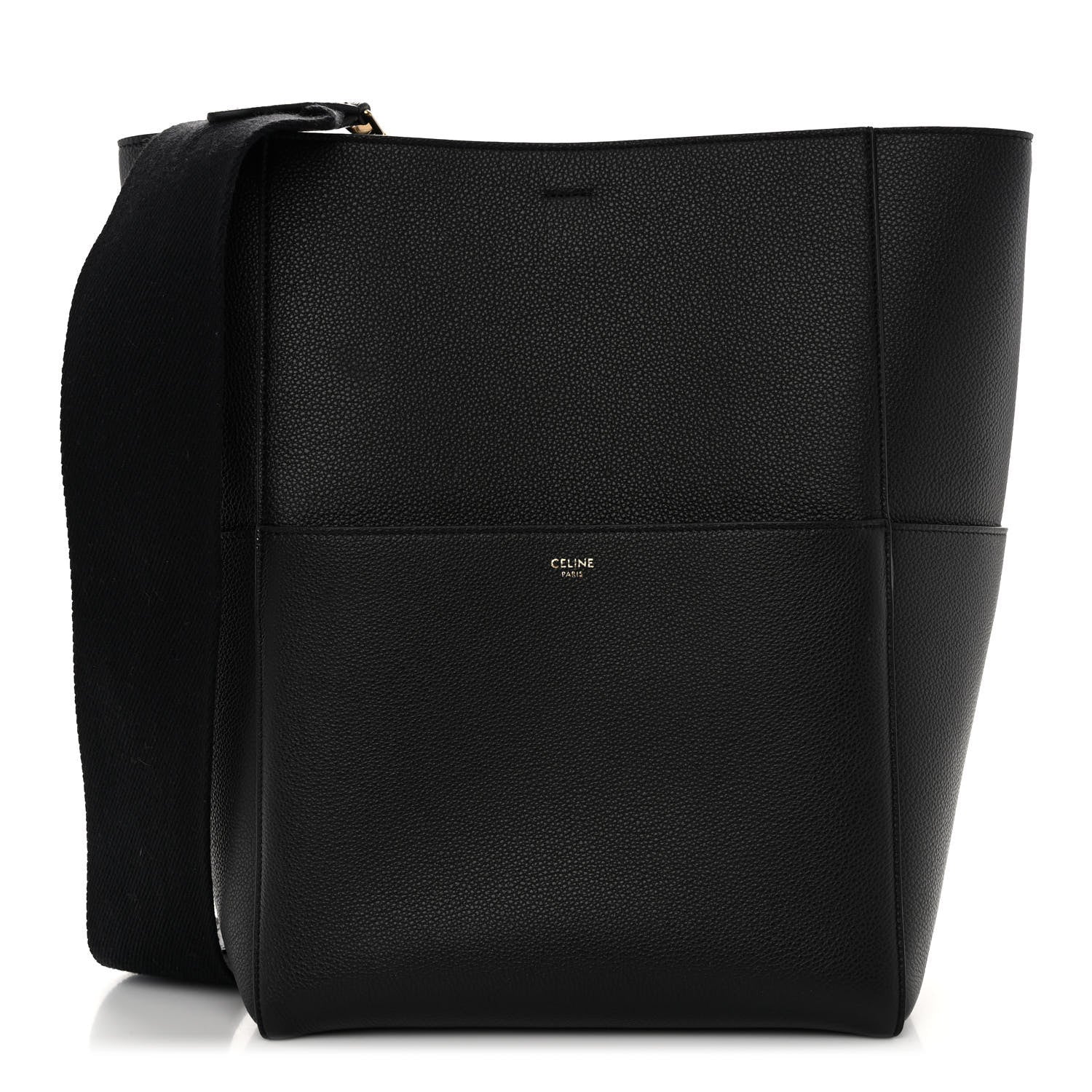 Celine Soft Grained Calfskin Sangle Bucket Bag Black 1 of 9